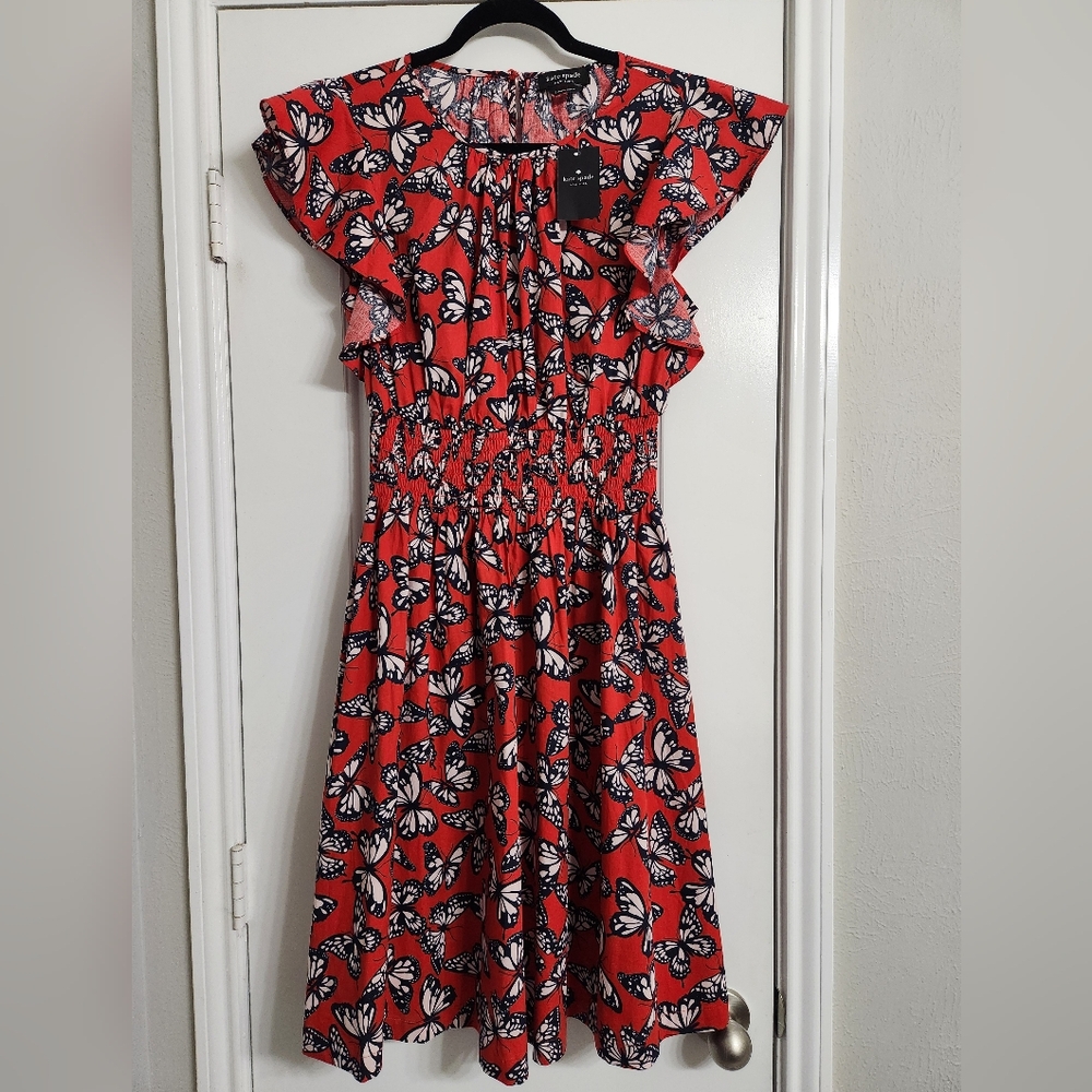 Red Butterfly Print Dress